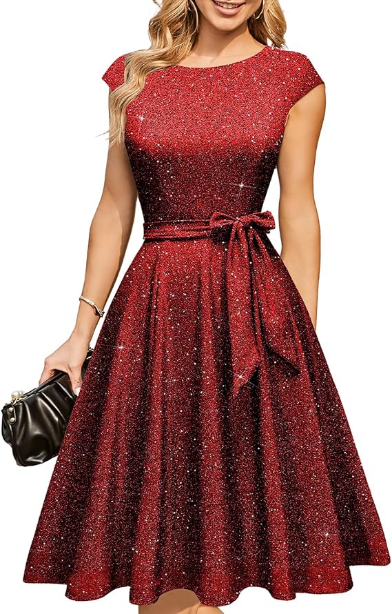 Vintage Cap Sleeve Cocktail Dress – Elegant Retro Homecoming Party Dress