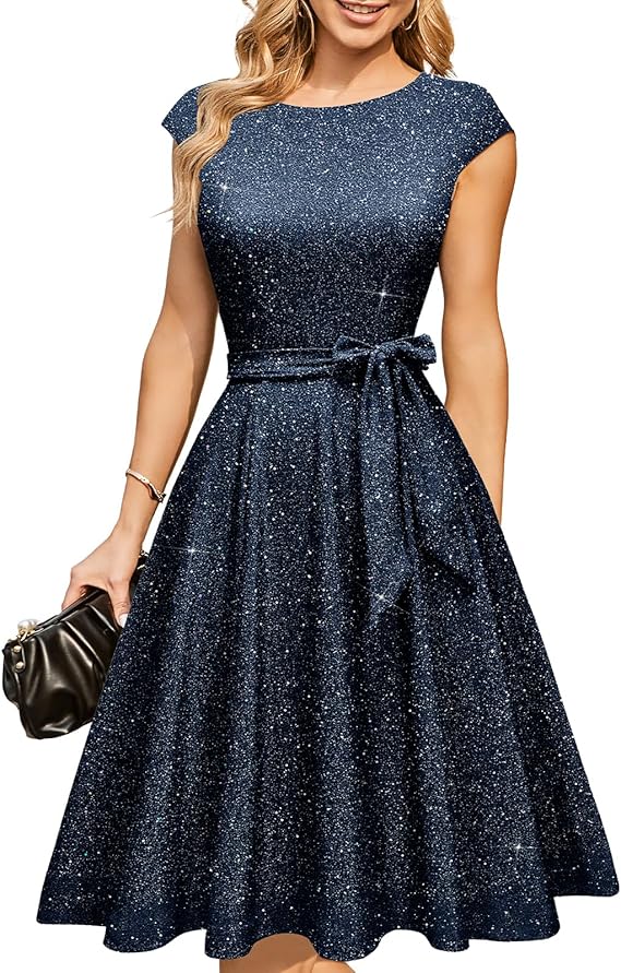 Vintage Cap Sleeve Cocktail Dress – Elegant Retro Homecoming Party Dress