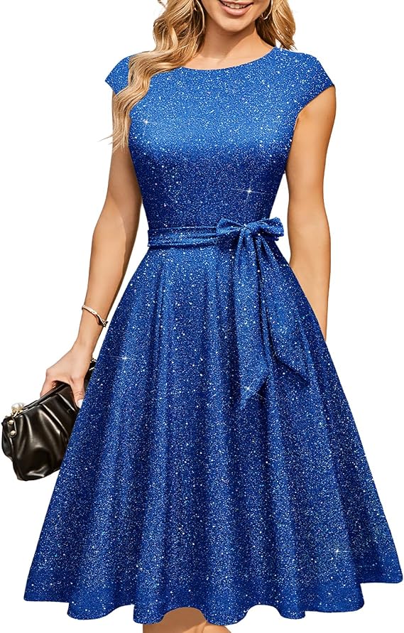 Vintage Cap Sleeve Cocktail Dress – Elegant Retro Homecoming Party Dress