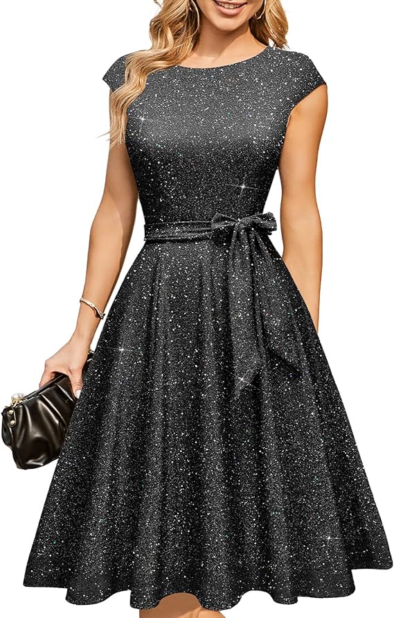 Vintage Cap Sleeve Cocktail Dress – Elegant Retro Homecoming Party Dress