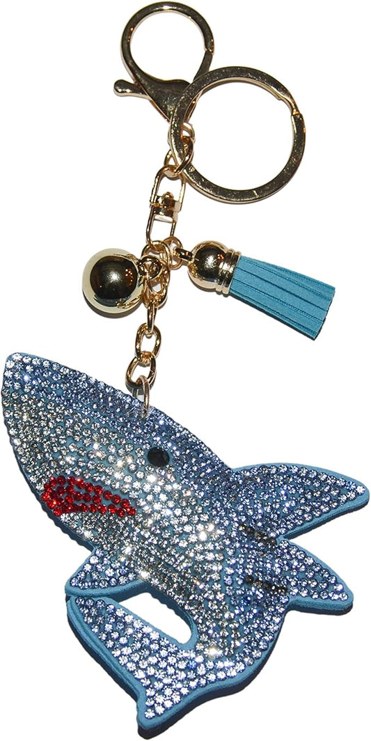 Rhinestone Shark Keychain – Sparkly Key Fob & Purse Charm for Women and Girls