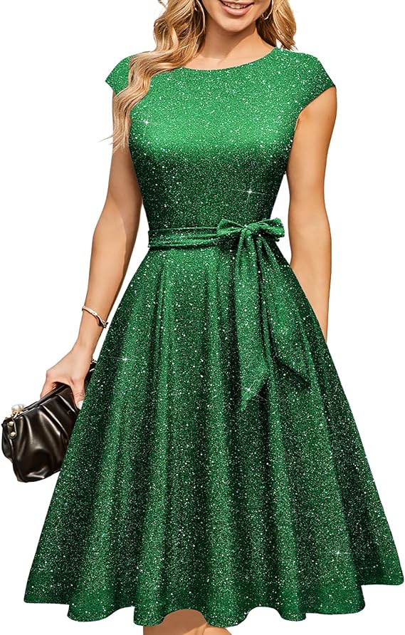 Vintage Cap Sleeve Cocktail Dress – Elegant Retro Homecoming Party Dress