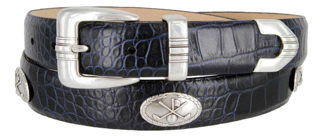 Golf Club Italian Calfskin Genuine Leather Designer Golf Conchos Belt