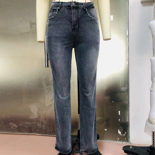 Rockstar Embroidered Skull Skinny Jeans with Rhinestones