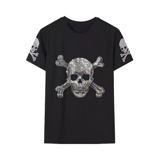 The End Cult" Skull & Crossbones Rhinestone T-shirt