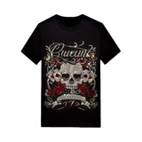 Belt Rhinestone Rosses With Skull Designer Rhinestone T-shirt