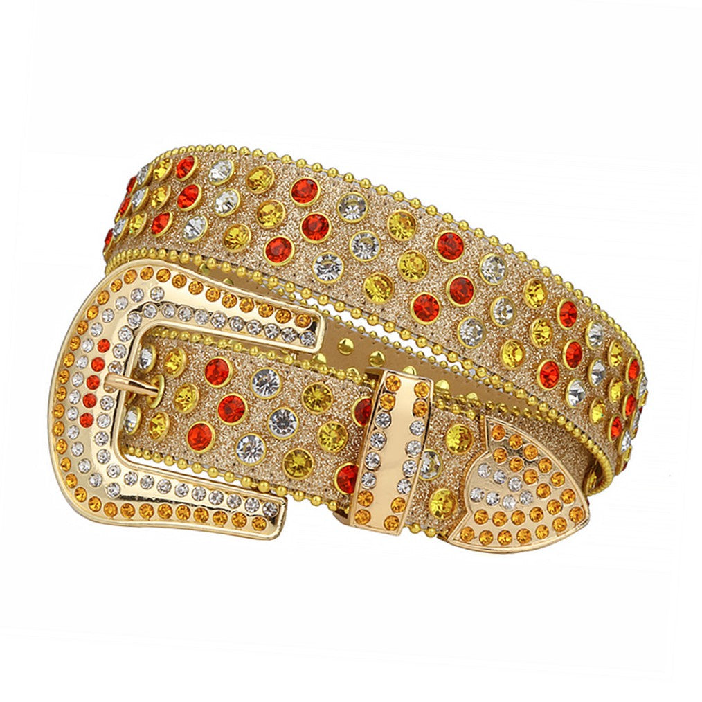 Gold Belt With Red and Golden Rhinestones