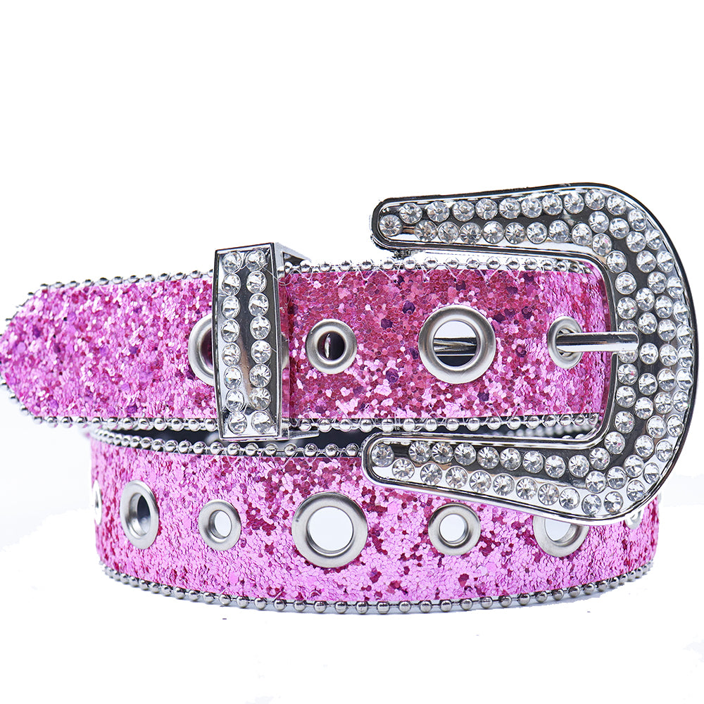 Luxury Glitter Rhinestone Belt with Crystal Buckle and Western Shine