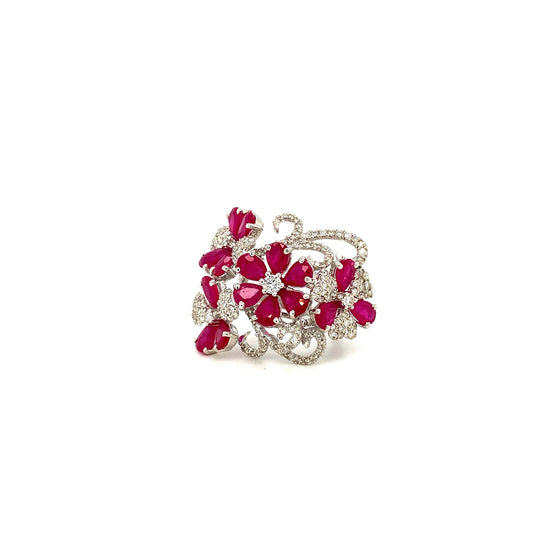Ruby and Diamond Ring in 18K White Gold - KGR 14920