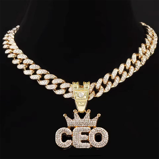 Belt Rhinestone Crown CEO Necklace