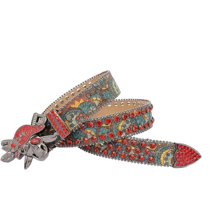 Pirate Skull Rhinestone Belt with Diamond Embellishments