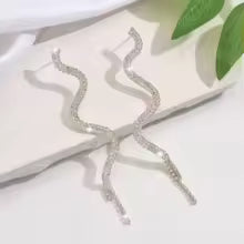 Snake Shaped Rhinestone Long Styles Earrings Suitable For Party Gifts