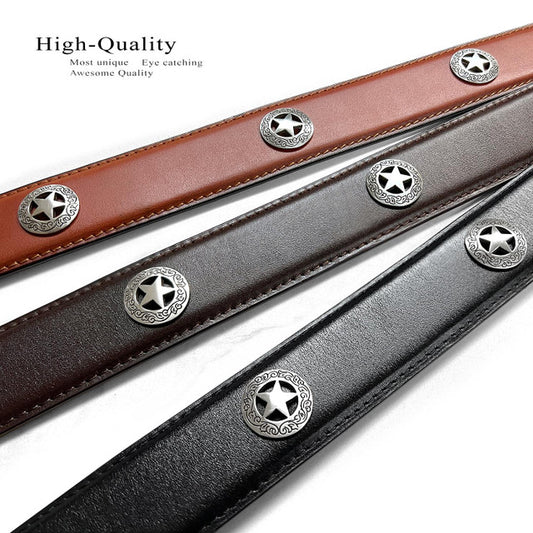 Waco Texas Star Conchos Oil Tanned Genuine Leather Belt