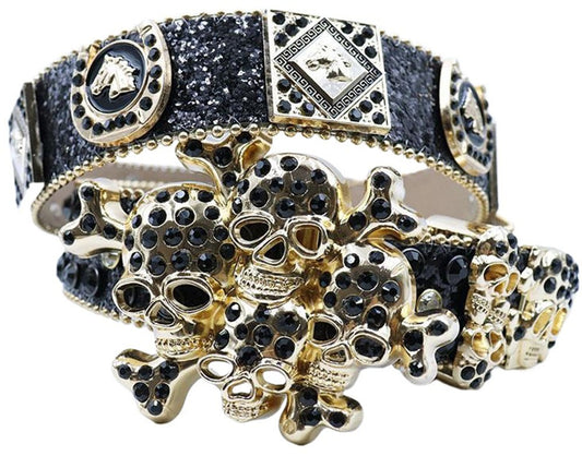 Belt Rhinestone Luxury Skull Rhinestone Western Belt