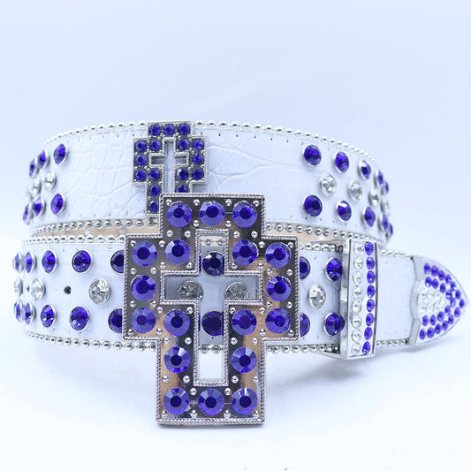 Rhinestone Western Cross Belt - Crystal Studded Fashion Statement Accessory BRS70