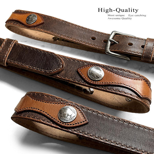 Western Antique Buckle buffalo Indian Coin Conchos Genuine Full Grain Leather Belt