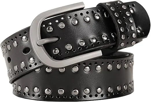 black leather studded belt