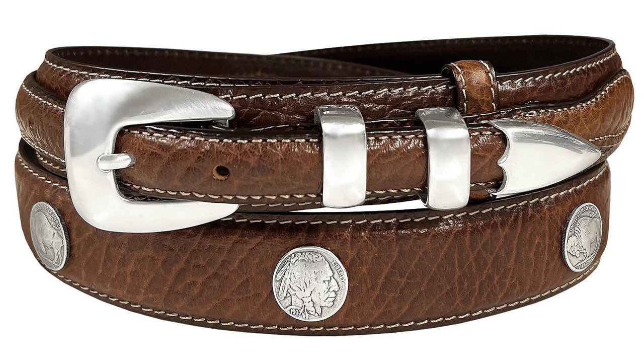 Buffalo Indian Head Coin Conchos Western Leather Ranger Belt 