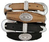 Arizona Southwestern Conchos Crazy Horse Scalloped Genuine Leather Western Belt