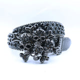 Belt Rhinestone Skull Belt – Black Studded Western Punk Style
