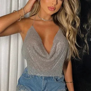 women rhinestone top