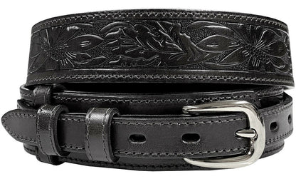 Genuine Full Grain Leather Floral Tooled Engraved Western Ranger Belt