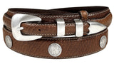 Buffalo Indian Head Coin Conchos Western Leather Ranger Belt - Genuine Cowhide with Antique Silver Buckle