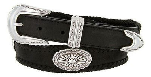 Arizona Southwestern Conchos Crazy Horse Scalloped Genuine Leather Western Belt