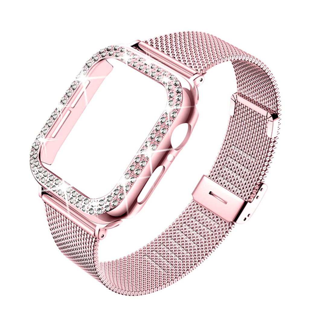 Stainless Steel Rhinestone Case & Metal Watch Strap