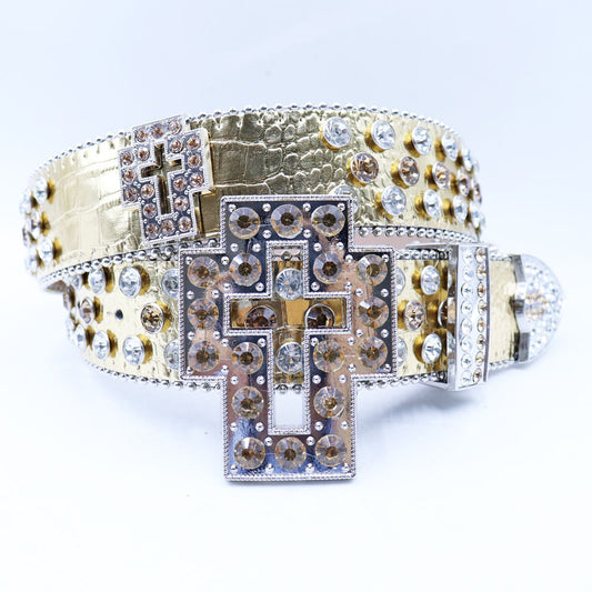 Rhinestone Western Cross Belt - Crystal Studded Fashion Statement Accessory BRS70