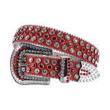 Red Shiny Strap With Red & Crystal Rhinestone Belt