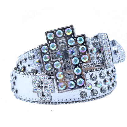 Rhinestone Western Cross Belt - Crystal Studded Fashion Statement Accessory BRS70