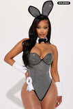 Playboy Rhinestone Bunny 8 Piece Costume Set - Black