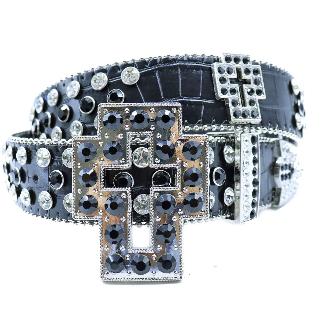 Rhinestone Western Cross Belt - Crystal Studded Fashion Statement Accessory BRS70