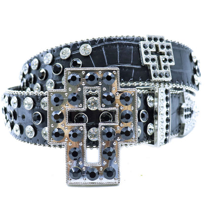 Rhinestone Western Cross Belt - Crystal Studded Fashion Statement Accessory BRS70
