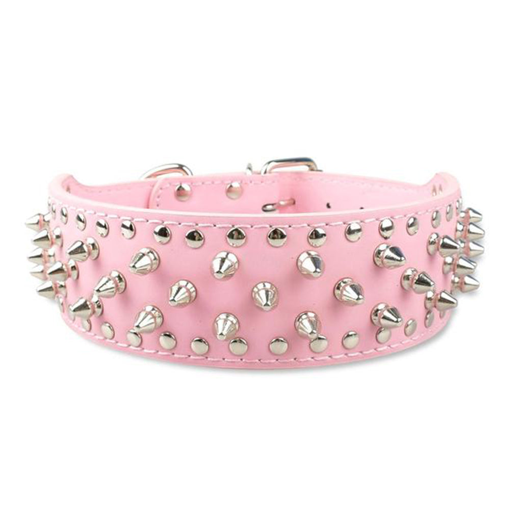 Wide Spike & Metal Rivet Studded Dog Collar