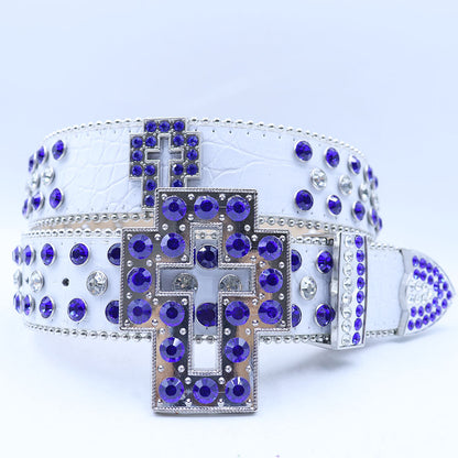 Rhinestone Western Cross Belt - Crystal Studded Fashion Statement Accessory BRS70