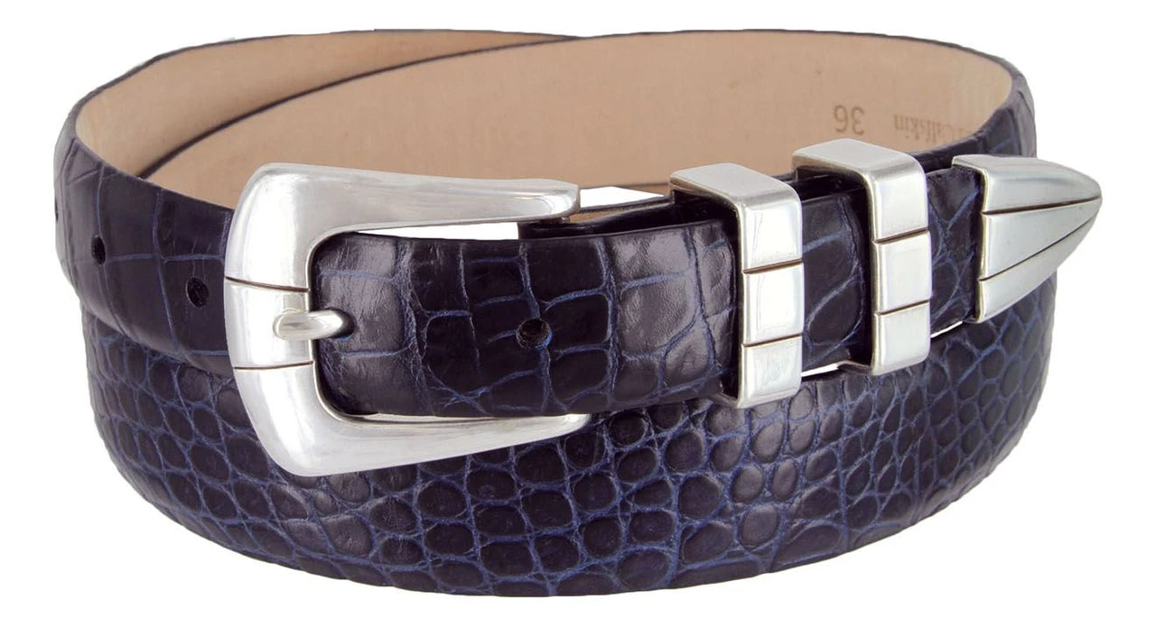 Vince Men’s Genuine Full-Grain Leather Designer Dress Belt - Silver Buckle