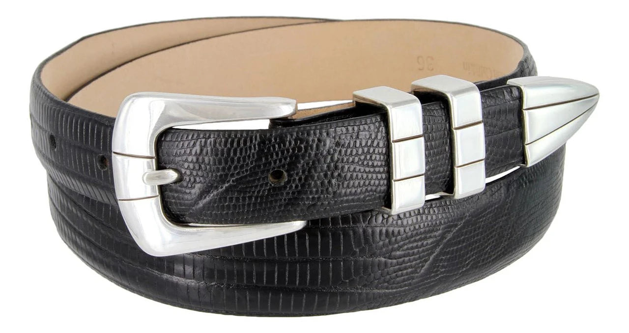 Vince Men’s Genuine Full-Grain Leather Designer Dress Belt - Silver Buckle