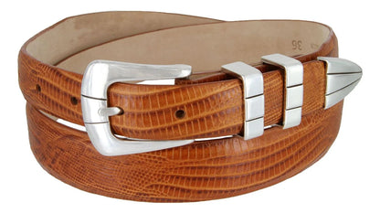 Vince Men’s Genuine Full-Grain Leather Designer Dress Belt - Silver Buckle