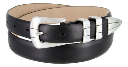 Vince Men’s Genuine Full-Grain Leather Designer Dress Belt - Silver Buckle