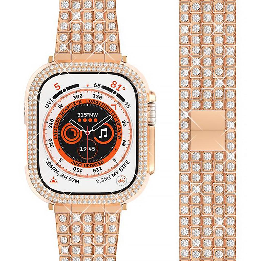 Rhinestone Protective Case With Crystal Studded Watch Strap