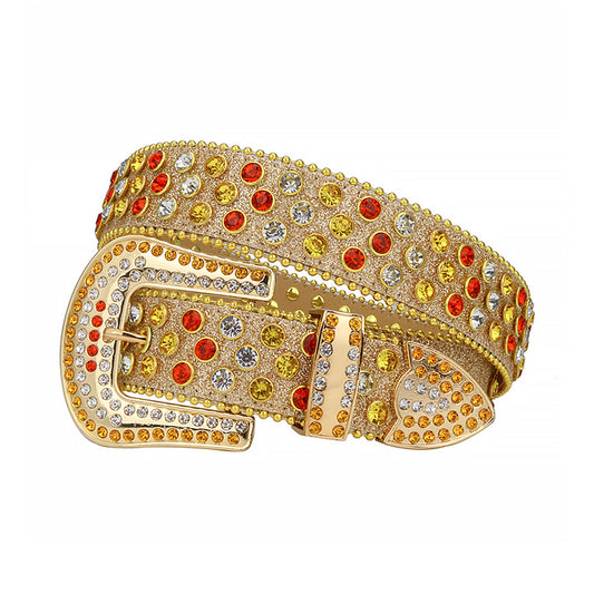 Gold Strap With Multi Crystal Rhinestone Belt