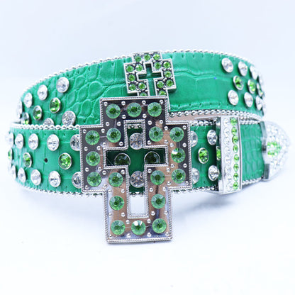 Rhinestone Western Cross Belt - Crystal Studded Fashion Statement Accessory BRS70