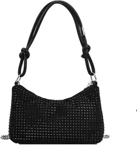 Women’s Rhinestone Studded Crossbody Bag - Sparkly Small Chain Shoulder Bag for Parties & Evening Wear