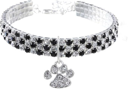 Pet Collar with Diamonds & Crystal Diamond Elastic Heart Claw Pendant Necklace Jewelry