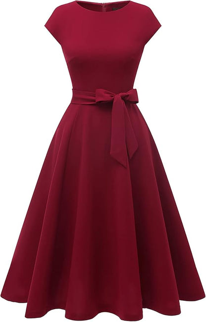 Vintage Cap Sleeve Cocktail Dress – Elegant Retro Homecoming Party Dress