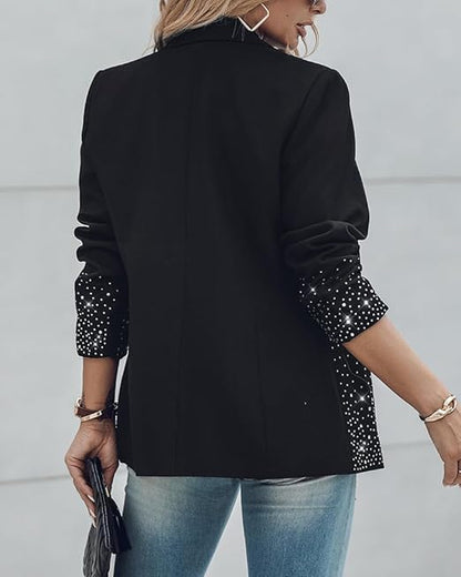 Chic Me Womens Fall Business Casual Rhinestone Blazer