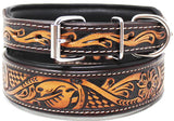 Floral BasketWeave Padded Floral Leather Dog Collar 60192