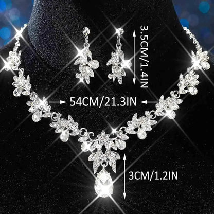 Rhinestone Bridal Necklace and Earrings Set - Elegant Wedding Jewelry for Women